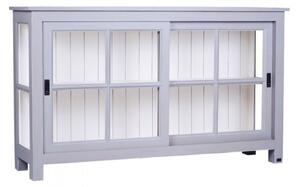 Vitrina, gri, din lemn masiv cu aspect clasic, double small , Lyon
