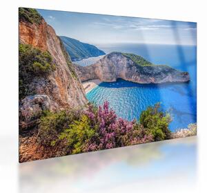 Tablou pe sticlă - Plaja Navagio, Grecia (70x50 cm)
