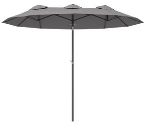 Outsunny Umbrelă de Grădină Dublă Înclinabilă la 45° cu Manivelă si 3 Orificii de Ventilație, 295x152x222 cm, Gri | Aosom Romania