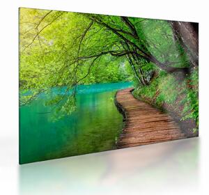 Tablou pe sticlă - Lacurile Plitvice (70x50 cm)