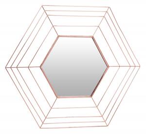 Oglinda hexagonala cu rama din metal cupru Romeo, 1.5cm (L / D) x 69cm (W) x 79.5cm (H)