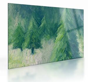 Tablou pe sticlă - Conifere pictate (70x50 cm)