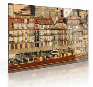 Tablou pe sticlă - Cartierul Waterfront, Portugalia (70x50 cm)