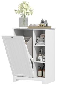 HOMCOM Dulap Modern pentru Rufe cu Coș Detașabil și Compartimente de Depozitare, 60x38x86 cm, Alb | Aosom Romania