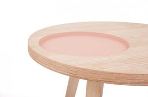 Masuta de cafea rotunda din lemn Addison 50x50x50 cm maro/roz