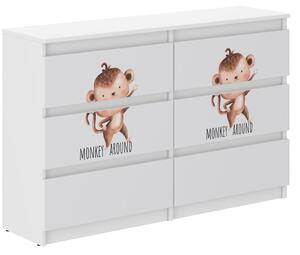 Comodă pentru copii cu motiv de maimuță 77x30x120 cm