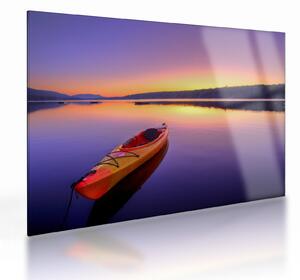 Tablou pe sticlă - Kayak pe lac (70x50 cm)