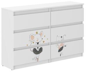 Comodă pentru copii cu șoricel 77x30x120 cm