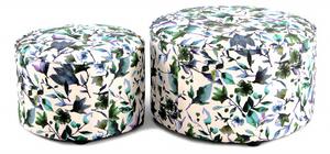 Set 2 tabureti tapitati cu imprimeu floral Indira multicolori/albi
