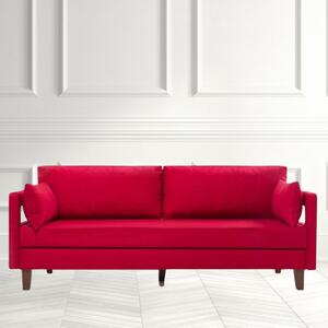 Canapea extensibila cu 3 locuri REMY, Rosu pepper, 208x80x80 cm, Stil modern, Textil/Lemn, Living/Birou/Sala de asteptare