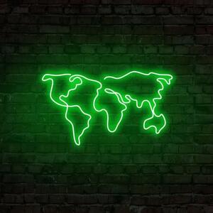 Decorațiune luminoasa WORLD, Verde, 66x38x2 cm, Neon impermeabil IP67, 8-10 W, Dormitor/Living/Birou