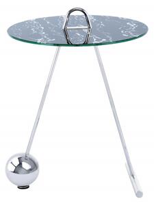 Masuta laterala rotunda din sticla Pendulum 46x46x60 cm albastru/argintiu