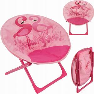 Scaun de camping pentru copii roz cu flamingo