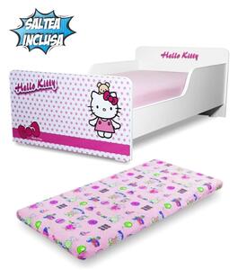 Pat copii Start Hello Kitty 2-12 ani cu saltea inclusa