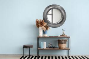 Oglindă rotunda cu rama din fier argintie Duke 75x75x9 cm