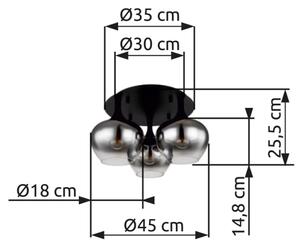 Lustră aplicată MAXY 3xE27/40W/230V negru Globo 15548-3D