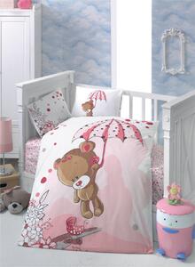 Set lenjerie de pat Ton Ton Ranforce pentru copii alb roz maro