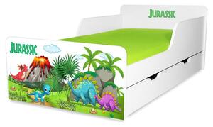 Pat copii Jurassic 2-12 ani cu sertar si saltea inclusa