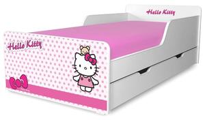 Pat copii Hello Kitty 2-12 ani cu sertar si saltea inclusa