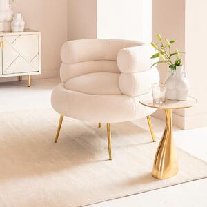 Fotoliu elegant alb Kare Design cu picioare auriu si tapiterie sintetică in stil scandinav