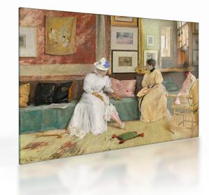 Tablou pe sticlă - William Merritt Chase, A Friendly Call, reproducere (70x50 cm)