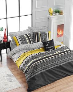 Set cuvertură de pat dublu Shaped Galben negru gri