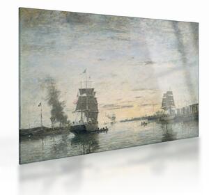 Tablou pe sticlă - Eugène Boudin, Entrance to the Harbor, Le Havre, reproducere (70x50 cm)