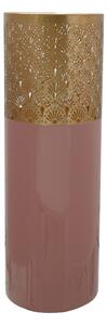 Vaza decorativa din fier Art Deco, roz / auriu 20x20x60 cm