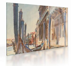 Tablou pe sticlă - John Singer Sargent, Gondola Moorings on the Grand Canal, reproducere (70x50 cm)
