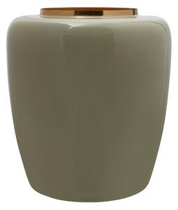 Vaza din fier Art Deco, verde / auriu 34x34x36,5 cm