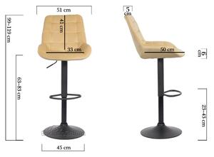 Scaun bar, înălțime reglabilă, rotativ, suport picioare, catifea, turcoaz, ABS 145