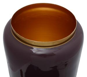 Vaza din fier Art Deco, violet inchis / auriu 14,5x14,5x20 cm