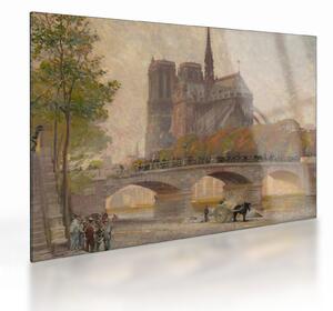Tablou pe sticlă - Robert William Vonnoh, Notre Dame de Paris, reproducere (70x50 cm)