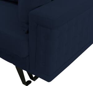 Canapea extensibila Omega, cu lada de depozitare si picioare negre, stofa p79 bleumarin, 230x105x80