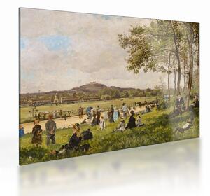 Tablou pe sticlă - French 19th Century, Race Course at Longchamps, reproducere (70x50 cm)