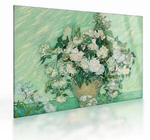Tablou pe sticlă - Vincent van Gogh, Roses, reproducere (70x50 cm)