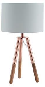 Lampa de birou din lemn/tesatura 55 cm cupru/alb