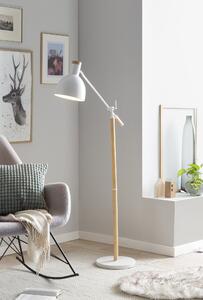 Lampadar reglabil din metal/lemn 166 cm alb, 1 bec