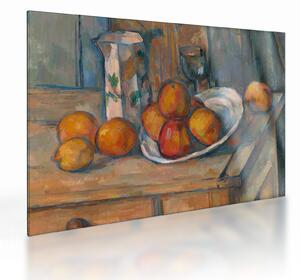Tablou pe sticlă - Paul Cézanne, Still Life with Milk Jug and Fruit, reproducere (70x50 cm)