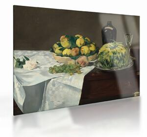 Tablou pe sticlă - Edouard Manet, Still Life with Melon and Peaches, reproducere (70x50 cm)