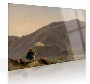 Tablou pe sticlă - Jules Coignet, View of Bozen with a Painter, reproducere (70x50 cm)