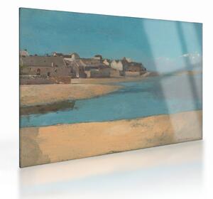 Tablou pe sticlă - Odilon Redon, Village by the Sea in Brittany, reproducere (70x50 cm)