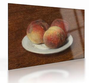 Tablou pe sticlă - Henri Fantin-Latour, Three Peaches on a Plate, reproducere (70x50 cm)