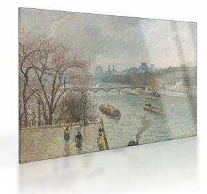 Tablou pe sticlă - Camille Pissarro, The Louvre, Afternoon, Rainy Weather, reproducere (70x50 cm)