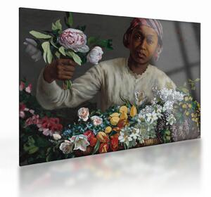 Tablou pe sticlă - Frédéric Bazille, Young Woman with Peonies, reproducere (70x50 cm)