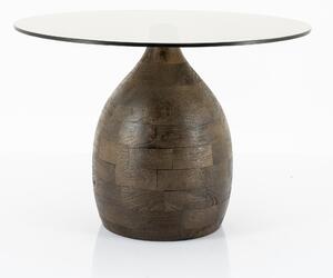 Masuta de cafea rotunda din lemn de mango si sticla Bond 60x60x42 cm maro