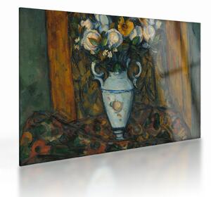 Tablou pe sticlă - Paul Cézanne, Vase of Flowers, reproducere (70x50 cm)