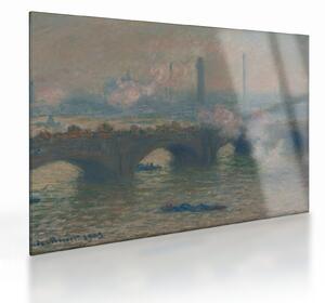 Tablou pe sticlă - Claude Monet, Waterloo Bridge, Gray Day, reproducere (70x50 cm)