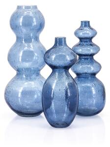 Vaza de sticla reciclata Viva medie albastra 35,5 cm