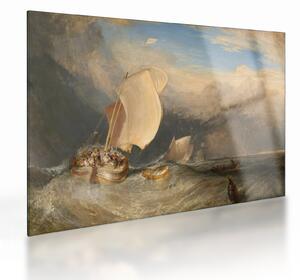 Tablou pe sticlă - William Turner, Fishing Boats with Hucksters Bargaining for Fish, reproducere (70x50 cm)